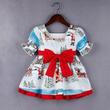 Maxbell Baby Girl Christmas Dress Smocked Dress Costume Santa Reindeer Dress 120cm