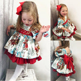 Maxbell Baby Girl Christmas Dress Smocked Dress Costume Santa Reindeer Dress 120cm