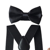 Maxbell 2xMens Suspenders with Bow Tie Y Back Braces for Formal Wear Halloween Cosplay Black