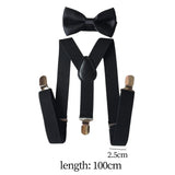 Maxbell 2xMens Suspenders with Bow Tie Y Back Braces for Formal Wear Halloween Cosplay Black