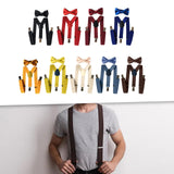 Maxbell 3xMens Suspenders with Bow Tie Y Back Braces for Formal Wear Halloween Cosplay Black