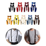 Maxbell 3xMens Suspenders with Bow Tie Y Back Braces for Formal Wear Halloween Cosplay Black
