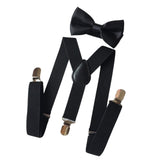 Maxbell 3xMens Suspenders with Bow Tie Y Back Braces for Formal Wear Halloween Cosplay Black