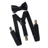 Maxbell 2xMens Suspenders with Bow Tie Y Back Braces for Formal Wear Halloween Cosplay Black