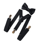 Maxbell 3xMens Suspenders with Bow Tie Y Back Braces for Formal Wear Halloween Cosplay Black