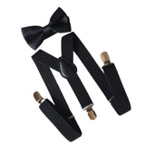 Maxbell 3xMens Suspenders with Bow Tie Y Back Braces for Formal Wear Halloween Cosplay Black