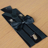 Maxbell 3xMens Suspenders with Bow Tie Y Back Braces for Formal Wear Halloween Cosplay Black