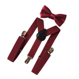 Maxbell 5xMens Suspenders with Bow Tie Y Back Braces for Formal Wear Halloween Cosplay Dark Red