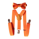 Maxbell 2xMens Suspenders with Bow Tie Y Back Braces for Formal Wear Halloween Cosplay Orange