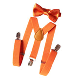 Maxbell 5xMens Suspenders with Bow Tie Y Back Braces for Formal Wear Halloween Cosplay Orange