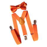 Maxbell 2xMens Suspenders with Bow Tie Y Back Braces for Formal Wear Halloween Cosplay Orange