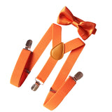 Maxbell 5xMens Suspenders with Bow Tie Y Back Braces for Formal Wear Halloween Cosplay Orange
