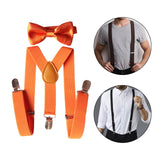 Maxbell 2xMens Suspenders with Bow Tie Y Back Braces for Formal Wear Halloween Cosplay Orange