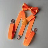 Maxbell 4xMens Suspenders with Bow Tie Y Back Braces for Formal Wear Halloween Cosplay Orange