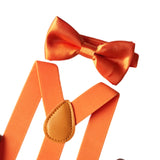 Maxbell 3xMens Suspenders with Bow Tie Y Back Braces for Formal Wear Halloween Cosplay Orange