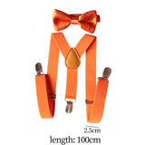 Maxbell 4xMens Suspenders with Bow Tie Y Back Braces for Formal Wear Halloween Cosplay Orange