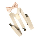 Maxbell 5xMens Suspenders with Bow Tie Y Back Braces for Formal Wear Halloween Cosplay Beige