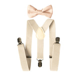 Maxbell 3xMens Suspenders with Bow Tie Y Back Braces for Formal Wear Halloween Cosplay Beige