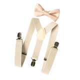 Maxbell 5xMens Suspenders with Bow Tie Y Back Braces for Formal Wear Halloween Cosplay Beige