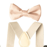 Maxbell 2xMens Suspenders with Bow Tie Y Back Braces for Formal Wear Halloween Cosplay Beige