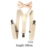 Maxbell 2xMens Suspenders with Bow Tie Y Back Braces for Formal Wear Halloween Cosplay Beige