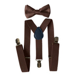 Maxbell 2xMens Suspenders with Bow Tie Y Back Braces for Formal Wear Halloween Cosplay Brown