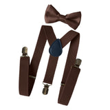 Maxbell 2xMens Suspenders with Bow Tie Y Back Braces for Formal Wear Halloween Cosplay Brown