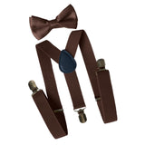 Maxbell 2xMens Suspenders with Bow Tie Y Back Braces for Formal Wear Halloween Cosplay Brown