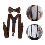 Maxbell 2xMens Suspenders with Bow Tie Y Back Braces for Formal Wear Halloween Cosplay Brown