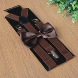 Maxbell 2xMens Suspenders with Bow Tie Y Back Braces for Formal Wear Halloween Cosplay Brown