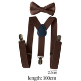 Maxbell 2xMens Suspenders with Bow Tie Y Back Braces for Formal Wear Halloween Cosplay Brown