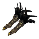 Feather Lace Gloves for Women Costume Props Clubwear Mesh Gothic Lace Gloves