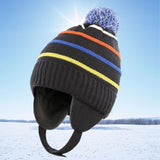 Maxbell Baby Winter Hat Warm with Colorful Stripes Knit Hat for Toddlers Kids Infant L