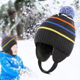 Maxbell Baby Winter Hat Warm with Colorful Stripes Knit Hat for Toddlers Kids Infant L