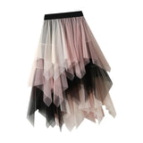Maxbell 2xTulle Skirts for Women MIDI Long Mesh Layered Dress Elastic Waist Tutu Skirt Pink White