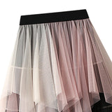 Maxbell 2xTulle Skirts for Women MIDI Long Mesh Layered Dress Elastic Waist Tutu Skirt Pink White
