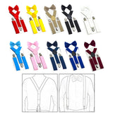 Maxbell 3xKids Suspenders Bowtie Set Baby Y Shape Braces for Party Formal Wear Cosplay Red
