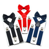 Maxbell 3xKids Suspenders Bowtie Set Baby Y Shape Braces for Party Formal Wear Cosplay Red