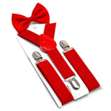 Maxbell 3xKids Suspenders Bowtie Set Baby Y Shape Braces for Party Formal Wear Cosplay Red