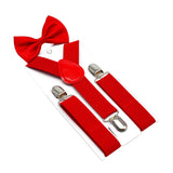 Maxbell 2xKids Suspenders Bowtie Set Baby Y Shape Braces for Party Formal Wear Cosplay Red