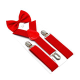 Maxbell 3xKids Suspenders Bowtie Set Baby Y Shape Braces for Party Formal Wear Cosplay Red