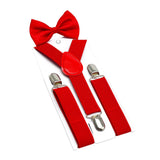 Maxbell 3xKids Suspenders Bowtie Set Baby Y Shape Braces for Party Formal Wear Cosplay Red