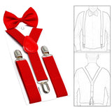 Maxbell 2xKids Suspenders Bowtie Set Baby Y Shape Braces for Party Formal Wear Cosplay Red