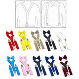 Maxbell 2xKids Suspenders Bowtie Set Baby Y Shape Braces for Party Formal Wear Cosplay Red