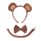 Maxbell 3xMonkey Ears Headband Tail Bowtie Set Hairband for Masquerade Halloween Party without Tutu