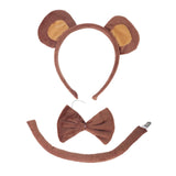 Maxbell 3xMonkey Ears Headband Tail Bowtie Set Hairband for Masquerade Halloween Party without Tutu