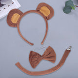 Maxbell 4xMonkey Ears Headband Tail Bowtie Set Hairband for Masquerade Halloween Party without Tutu