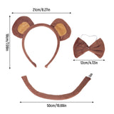 Maxbell 4xMonkey Ears Headband Tail Bowtie Set Hairband for Masquerade Halloween Party without Tutu