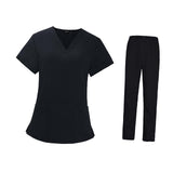 Maxbell 2xWoman Black Scrubs Set Work Uniforms Workwear for Worker Pet Groomer Durable Size L