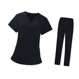 Maxbell 2xWoman Black Scrubs Set Work Uniforms Workwear for Worker Pet Groomer Durable Size L